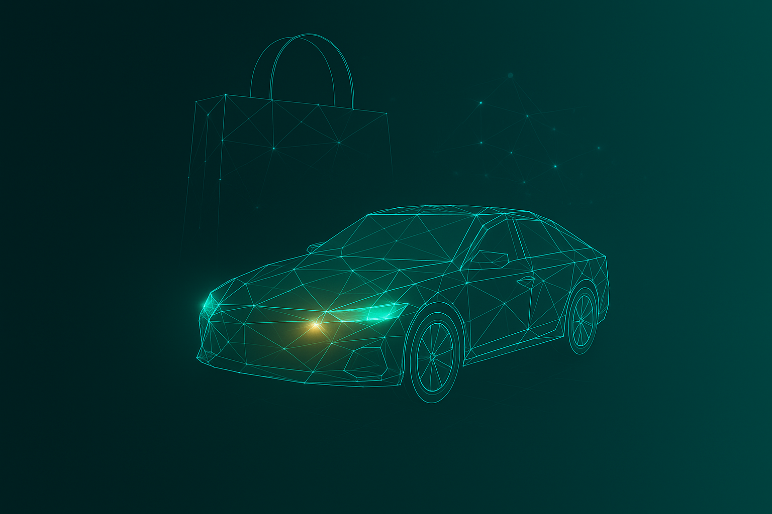 Abstract wireframe car visual for automotive